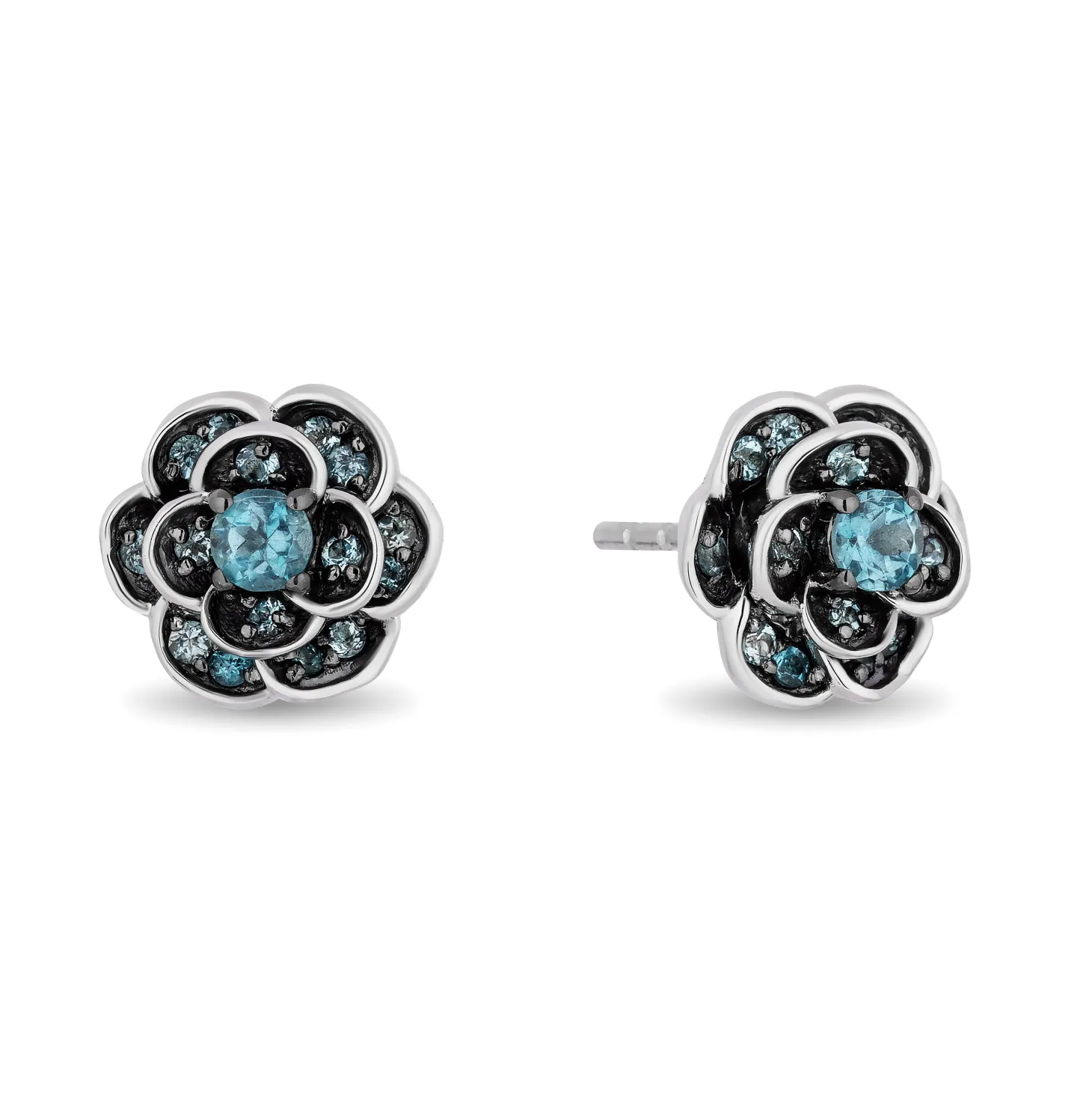 Enchanted Disney Fine Jewelry Sterling Silver London Blue Topaz Cinderella Gardania Stud Earrings