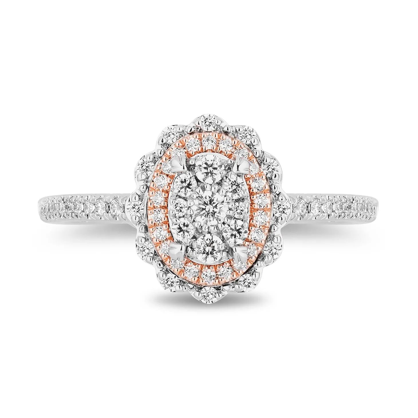 Enchanted Disney Fine Jewelry 14K White Gold and Rose Gold with 1/2 CTTW Diamonds Ariel Engagement Ring