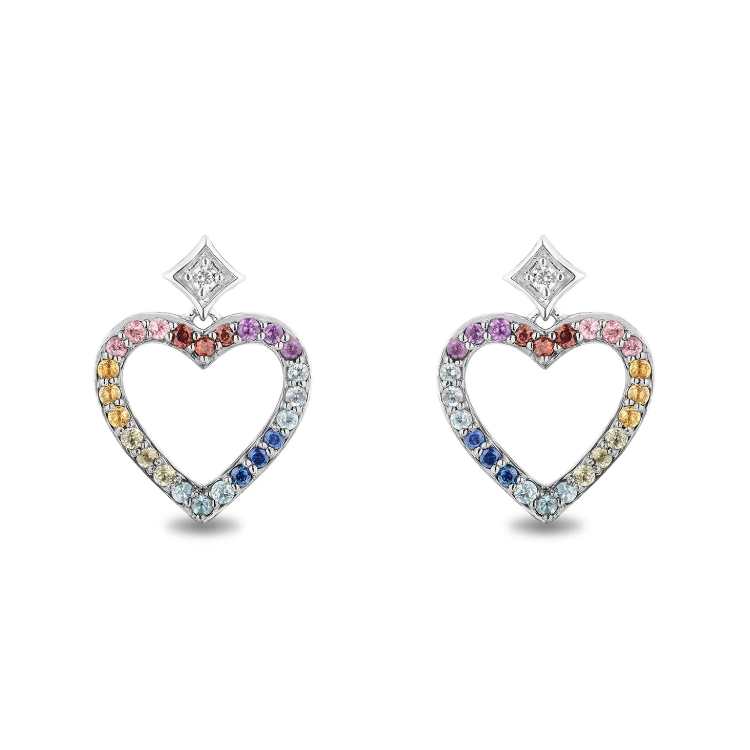Enchanted Disney Fine Jewelry Sterling Silver with Accent Diamonds and Gemstones Majestic Princess Heart Earrings