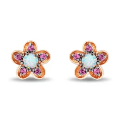 Enchanted Disney Fine Jewelry 14K Rose Gold Over Sterling Silver with Created Opal Mulan Earrings