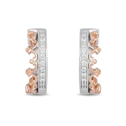 Enchanted Disney Fine Jewelry 10K White Gold and Rose Gold with 1/6 CTTW Majestic Princess Earring