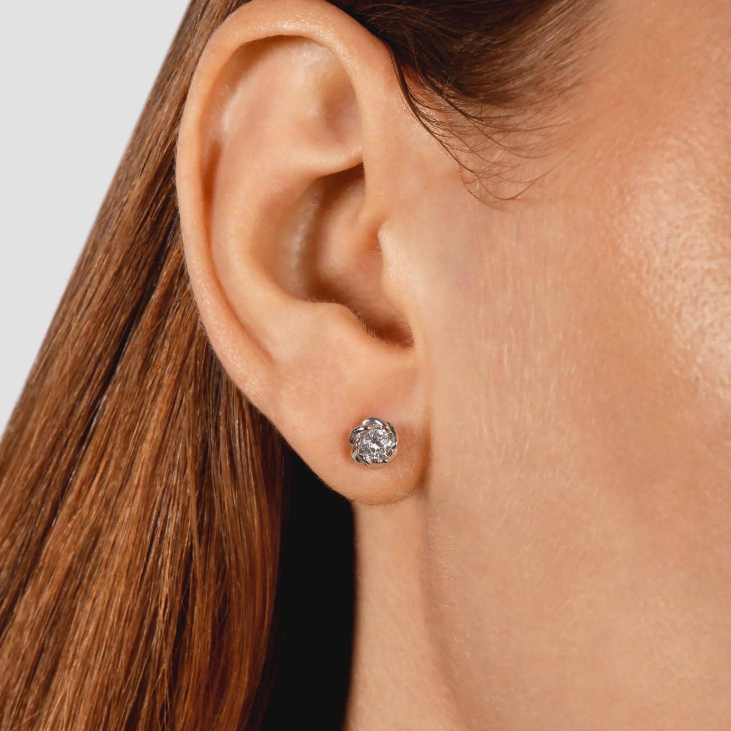Enchanted Disney Fine Jewelry 14K White Gold with 1/2 CTTW Diamond Belle Solitaire Earrings