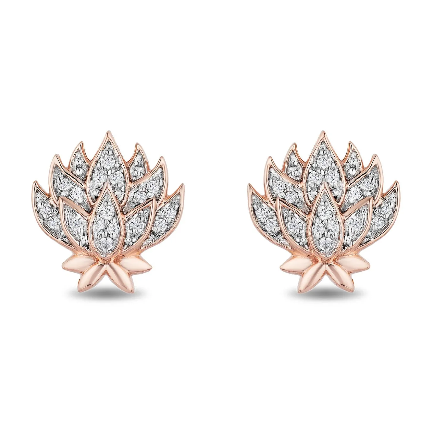Enchanted Disney Fine Jewelry 14K Rose Gold over Sterling Silver 1/10 CTTW Jasmine Stud Earrings