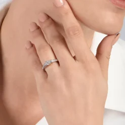 Enchanted Disney Fine Jewelry 14K White Gold and Rose Gold with 1/5 CTTW Ariel Shell Promise Ring