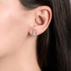 Enchanted Disney Fine Jewelry Sterling Silver and 10K Rose Gold with 1/10 CTTW Diamond Cinderella Slipper Earrings