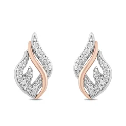 Enchanted Disney Fine Jewelry Sterling silver and 10K Rose Gold with 1/6 CTTW Diamond Maleficent Flames Earrings