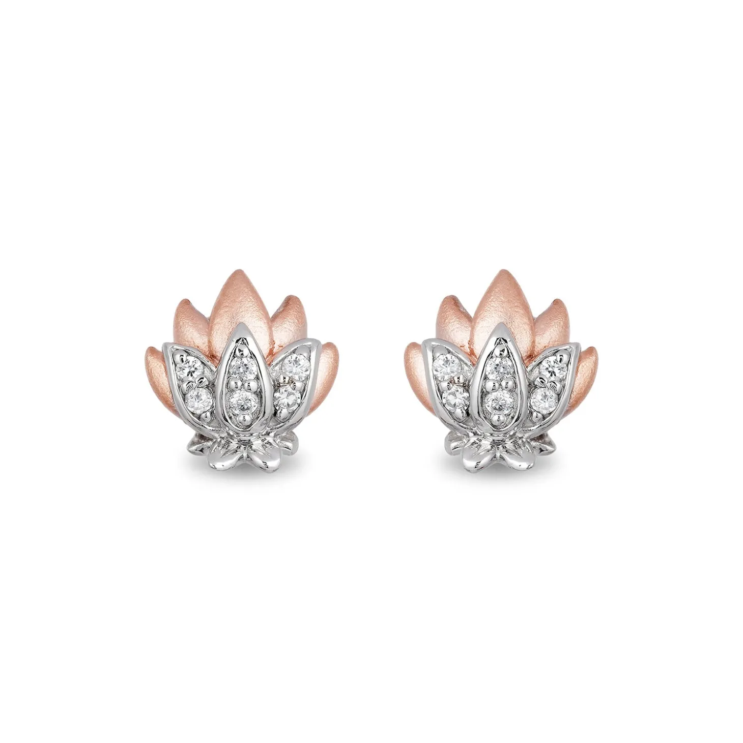 Enchanted Disney Fine Jewelry Sterling Silver and 10K Rose Gold 1/10 CTTW Jasmine Earrings