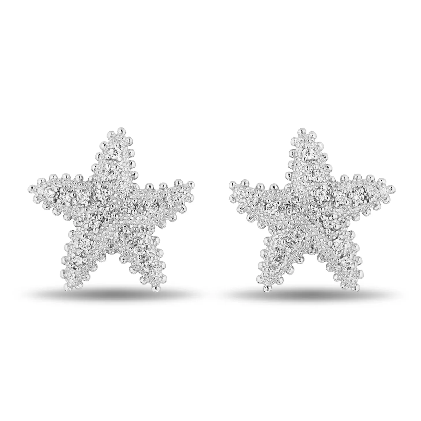 Enchanted Disney Fine Jewelry Sterling Silver with 1/10 CTTW Diamonds Ariel Starfish Earrings