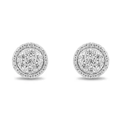 Enchanted Disney Fine Jewelry Sterling Silver with 1/6 CTTW Diamonds Cinderella Stud Earrings