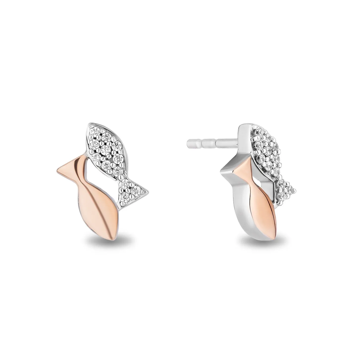 Enchanted Disney Fine Jewelry 14K Rose Gold Over Sterling Silver with 1/10 CTTW Diamonds Ariel Earrings