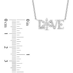Enchanted Disney Fine Jewelry Sterling Silver with 1/10 CTTW Diamonds Elsa Love Pendant Necklace