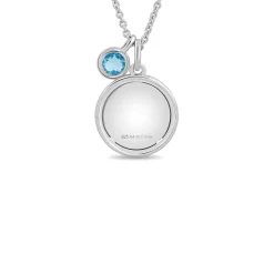 Enchanted Disney Fine Jewelry Sterling Silver with Checkerboard Sky Blue Topaz Elsa Snowflake Pendant Necklace