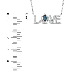 Enchanted Disney Fine Jewelry Sterling Silver with 1/8 CTTW Diamonds and Swiss Blue Topaz Cinderella Love Pendant Necklace