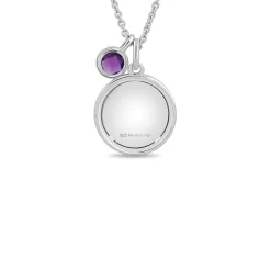 Enchanted Disney Fine Jewelry Sterling Silver with Checkerboard Amethyst Ariel Shell Pendant Necklace