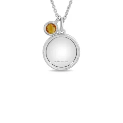 Enchanted Disney Fine Jewelry Sterling Silver with Checkerboard Citrine Belle Rose Pendant Necklace