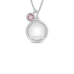 Enchanted Disney Fine Jewelry Sterling Silver with Checkerboard Created Pink Sapphire Aurora Pendant Necklace