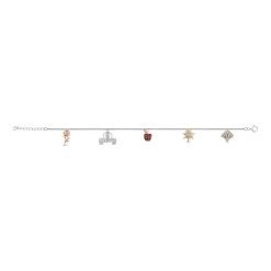Enchanted Disney Fine Jewelry 14K Rose Gold and Yellow Gold Over Sterling Silver with 1/8 CTTW Diamonds and Garnet Majestic Princess Charm Bracelet
