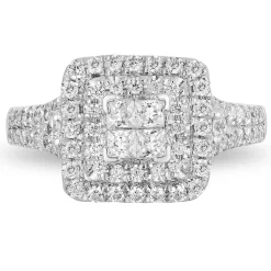 Enchanted Disney Fine Jewelry 10K White Gold with 1 CTTW Diamonds Cinderella Engagement Ring