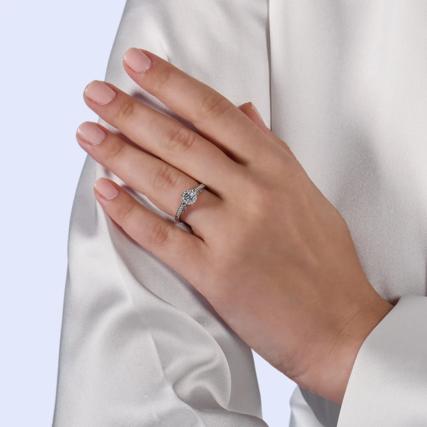 Enchanted Disney Fine Jewelry 14k White Gold and Rose Gold with 1/2 CTTW Ariel Shell Engagement Ring