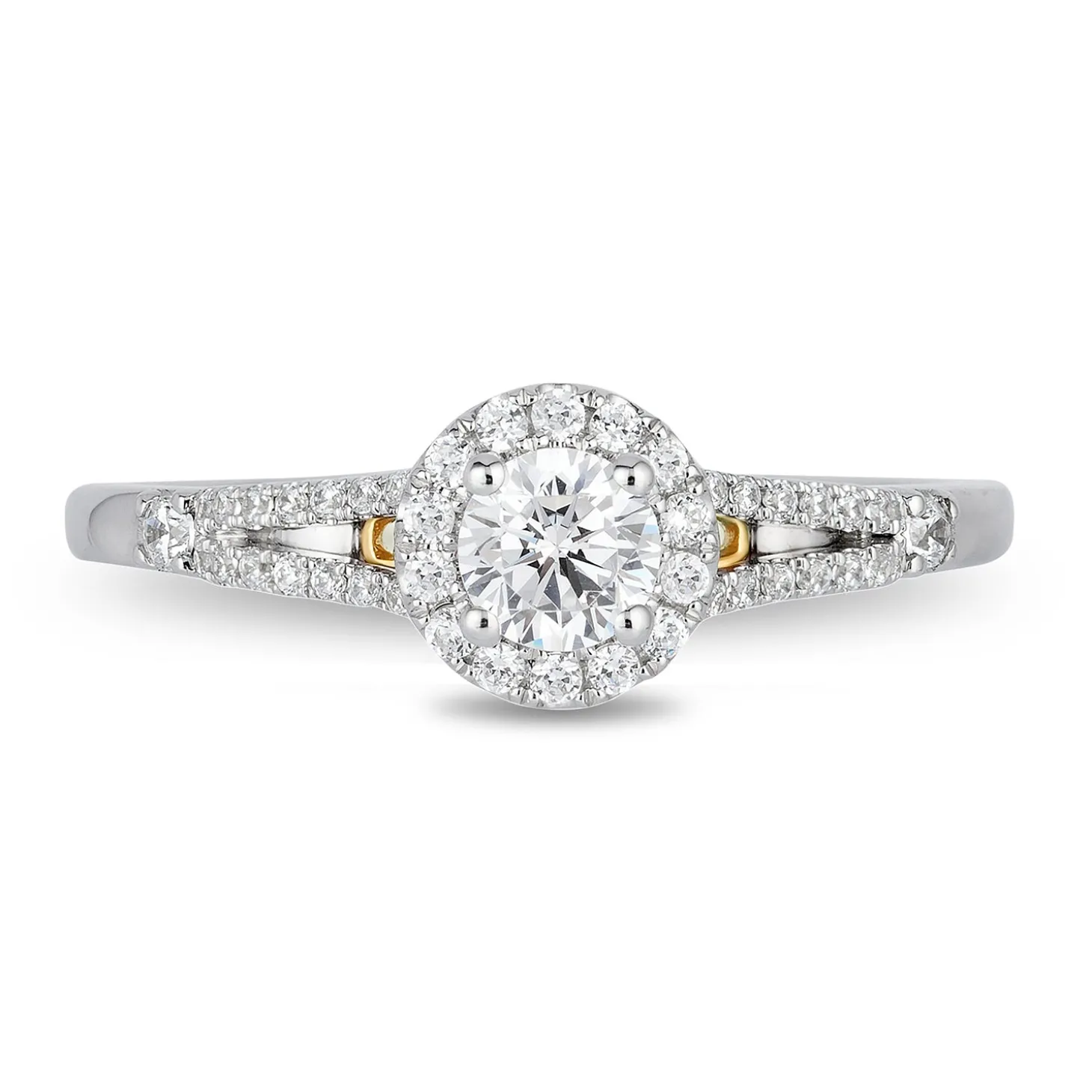 Enchanted Disney Fine Jewelry 14K White Gold and Yellow Gold With 1/2 CTTW Diamond Cinderella Engagement Ring