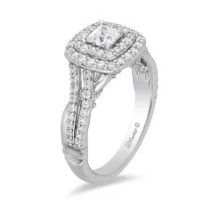 Enchanted Disney Fine Jewelry 14K White Gold with 1 1/4 CTTW Cinderella Carriage Engagement Ring