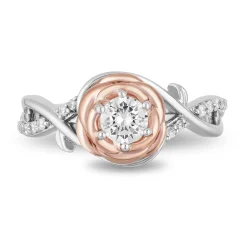 Enchanted Disney Fine Jewelry 14K White Gold and Rose Gold with 5/8 CTTW Diamond Belle Engagement Ring