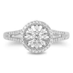 Enchanted Disney Fine Jewelry 10K White Gold with 1/4 CTTW Diamond Elsa Promise Ring