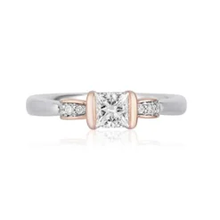 Enchanted Disney Fine Jewelry 14K White Gold and Rose Gold with 1/2 CTTW Diamond Snow White Engagement Ring