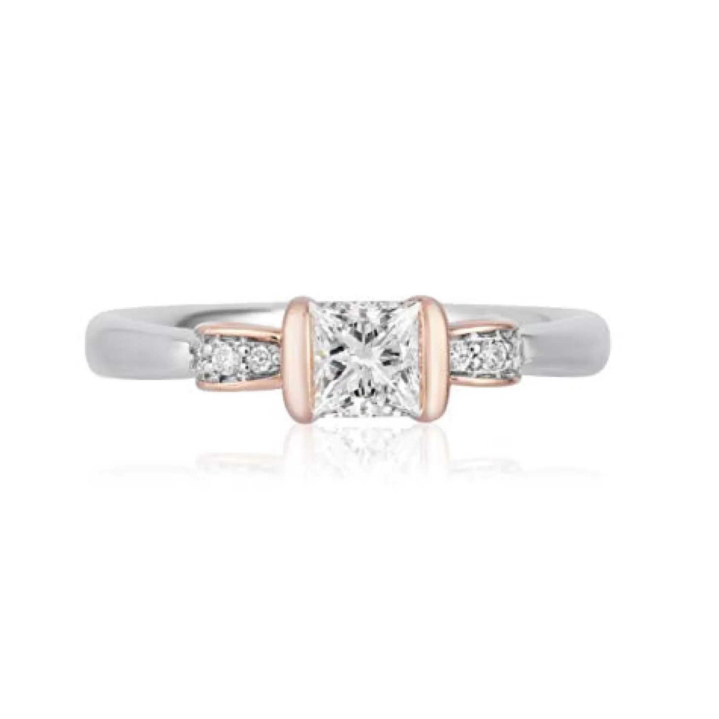 Enchanted Disney Fine Jewelry 14K White Gold and Rose Gold with 1/2 CTTW Diamond Snow White Engagement Ring