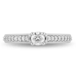 Enchanted Disney Fine Jewelry 14K White Gold and Rose Gold 1/2 CTTW Aurora Engagement Ring