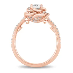 Enchanted Disney Fine Jewelry 14K Rose Gold with 1 CTTW Diamond Belle Rose Engagement Ring