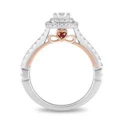 Enchanted Disney Fine Jewelry 14K White Gold and Rose Gold with 3/4 CTTW Diamonds and Garnet Snow White Engagement Ring