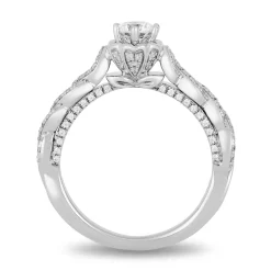 Enchanted Disney Fine Jewelry 14K White Gold with 9/10 CTTW Diamond Belle Engagement Ring