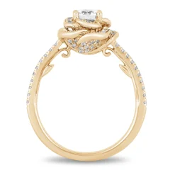 Enchanted Disney Fine Jewelry 14K Yellow Gold with 1 CTTW Diamond Belle Rose Bridal Ring