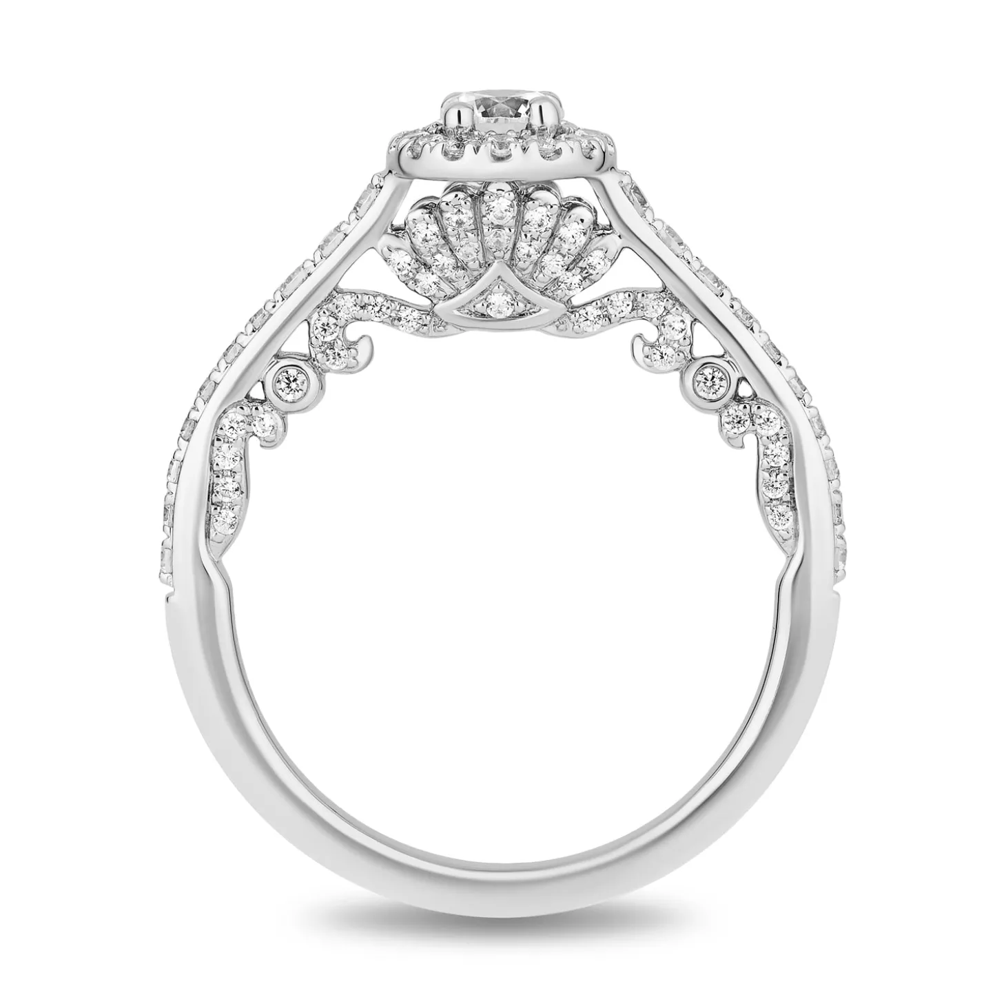 Enchanted Disney Fine Jewelry 14K White Gold with 3/4 CTTW Diamonds Ariel Engagement Ring
