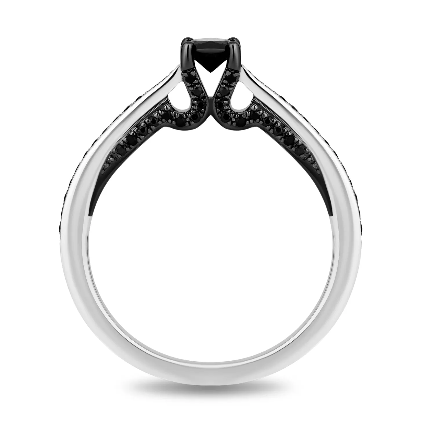 Enchanted Disney Fine Jewelry 14K White Gold with 5/8 CTTW Black Diamonds Maleficent Engagement Ring