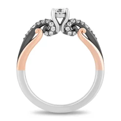 Enchanted Disney Fine Jewelry 14K White Gold and Rose Gold with Black Rhodium Ursula Engagement ring with 1/2 CT Oval Center and 3/4 CTTW Diamonds