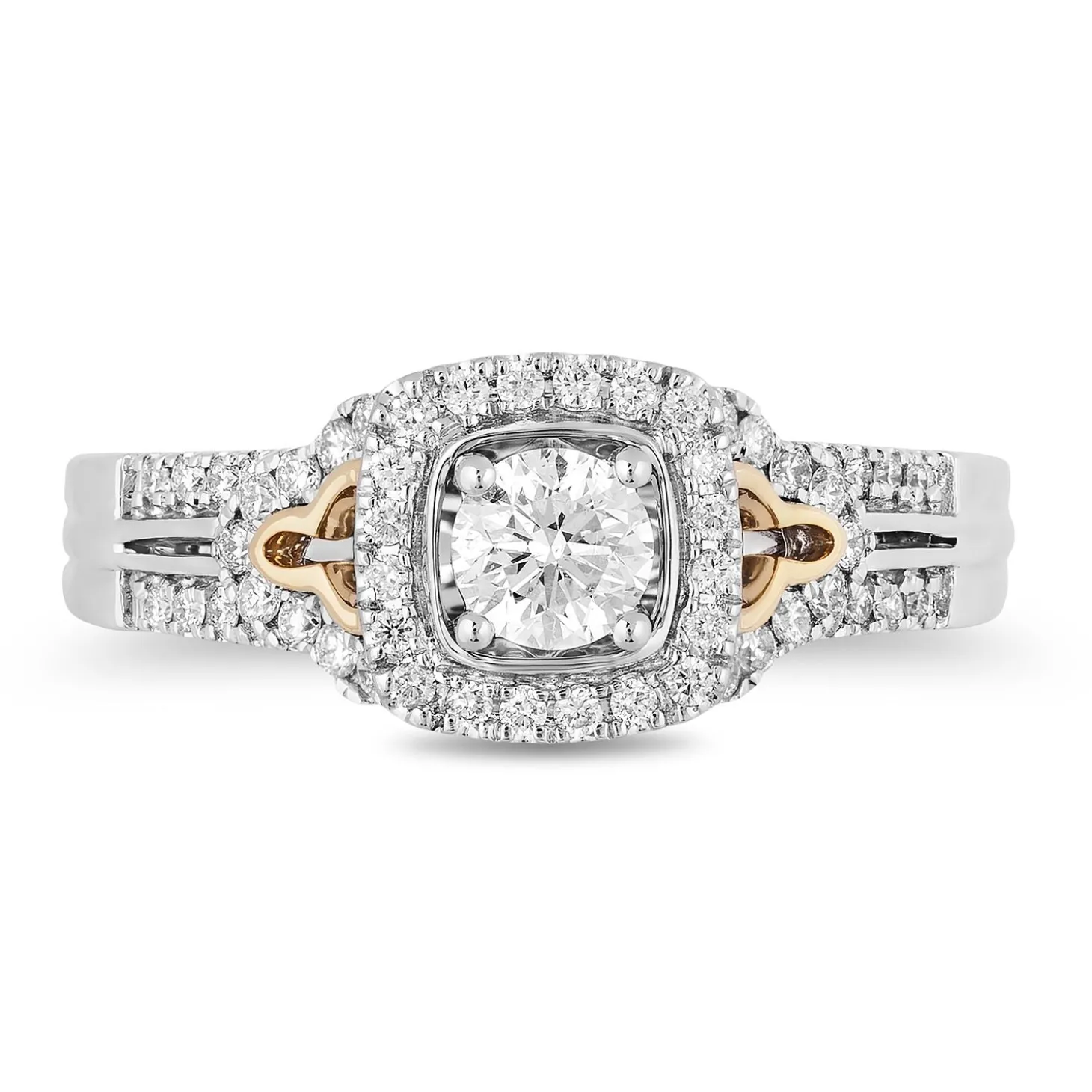 Enchanted Disney Fine Jewelry 14K White Gold and Yellow Gold with 3/4 CTTW Diamond Jasmine Engagement Ring