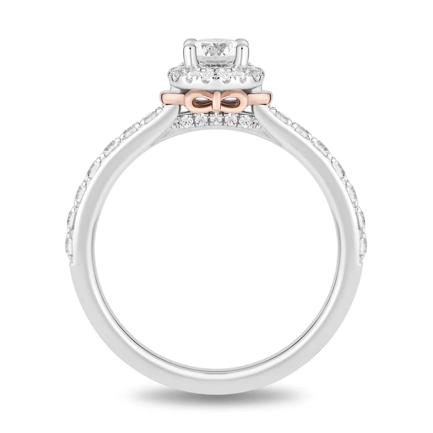 Enchanted Disney Fine Jewelry 14K White Gold and Rose Gold with 3/4 CTTW Diamonds Snow White Engagement Ring