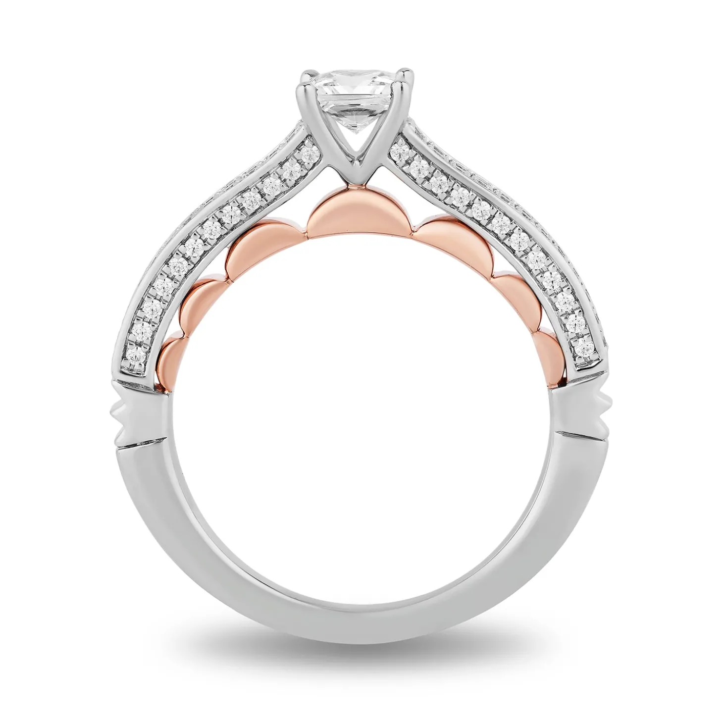 Enchanted Disney Fine Jewelry 14K White Gold and Rose Gold with 1 CTTW Diamonds Ariel Engagement Ring