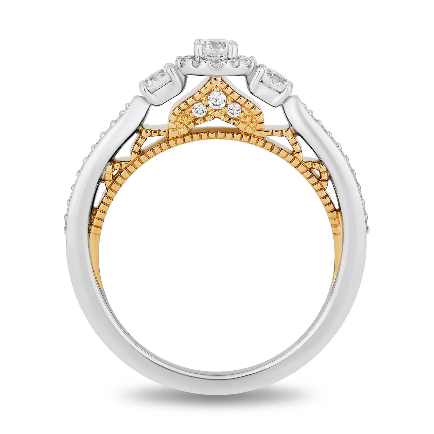 Enchanted Disney Fine Jewelry 14K White Gold and Yellow Gold with 1/2 CTTW Diamonds Jasmine Engagement Ring