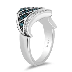 Enchanted Disney Fine Jewelry Sterling Silver with 1/10 CTTW Diamonds and London Blue Topaz Moana Ring