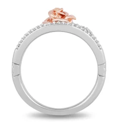 Enchanted Disney Fine Jewelry Sterling Silver and 10K Rose Gold with 1/5 CTTW Diamonds Belle Ring