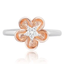 Enchanted Disney Fine Jewelry Sterling Silver and 10K Rose Gold 1/15 CTTW Diamond Mulan Ring