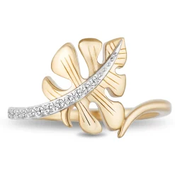 Enchanted Disney Fine Jewelry 14K Yellow Gold over Sterling Silver 1/10 CTTW Moana Ring