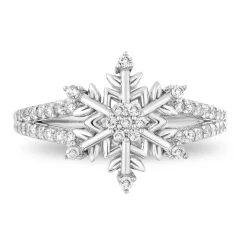 Enchanted Disney Fine Jewelry Sterling Silver 1/4ctw Elsa Snowflake Ring