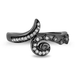 Enchanted Disney Fine Jewelry Sterling Silver with Black Rhodium 1/6 CTTW Ursula Ring