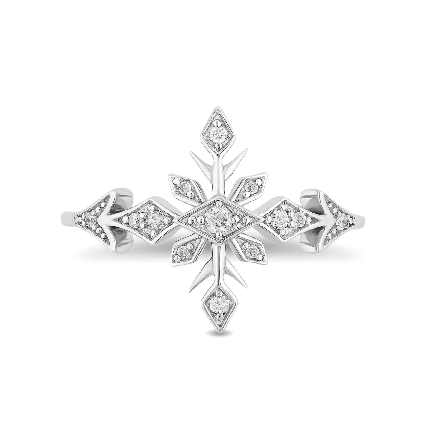 Enchanted Disney Fine Jewelry Sterling Silver with 1/10 CTTW Diamonds Frozen 2 Elsa Fashion Ring