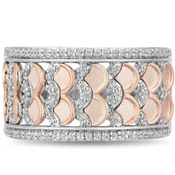 Enchanted Disney Fine Jewelry Sterling Silver and 10K Rose Gold 1/3 CTTW Ariel Ring