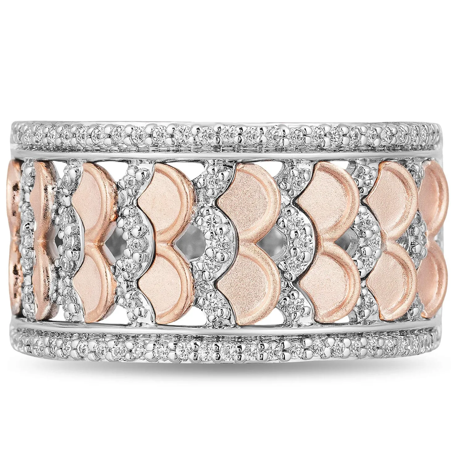 Enchanted Disney Fine Jewelry Sterling Silver and 10K Rose Gold 1/3 CTTW Ariel Ring